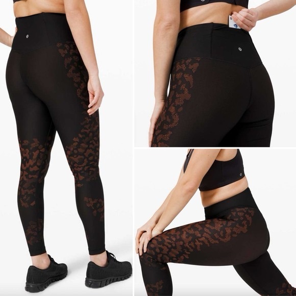 Lululemon Mapped Out High-Rise 28” Black Brick Camo SenseKnit Tight Sz 6 - Picture 7 of 9